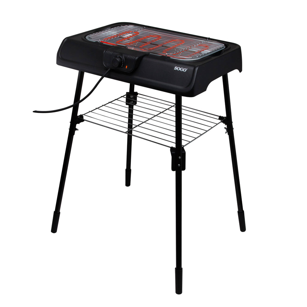 SOGO Electric Barbecue Grill 2-in-1  – 2000W, 41.4x23.9cm, Freestanding or Tabletop – BAR-SS-10381