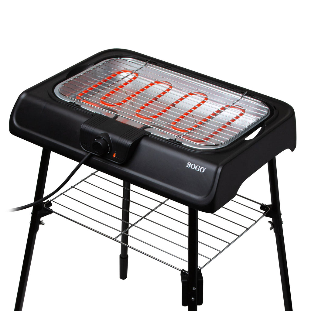 SOGO Electric Barbecue Grill 2-in-1  – 2000W, 41.4x23.9cm, Freestanding or Tabletop – BAR-SS-10381
