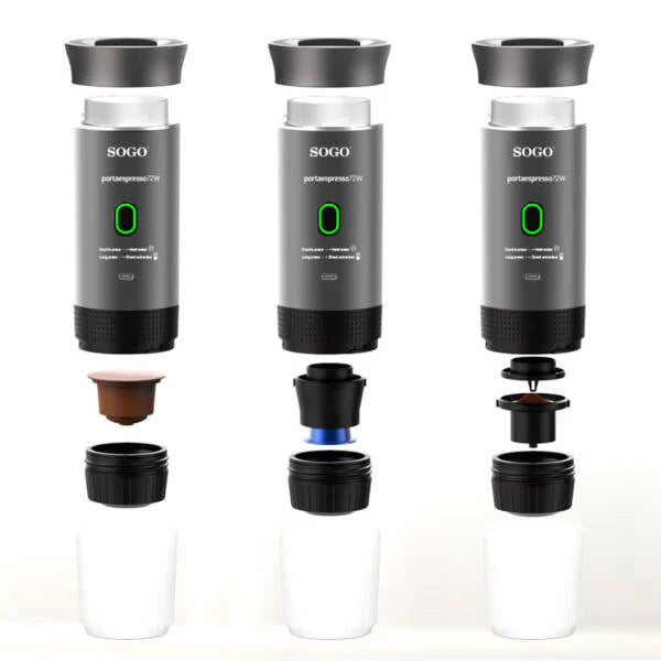 Sogo Rechargeable Coffee Maker Portable 4-in-1 – 20 Bar, USB-C, Self-Heating, SS-5622