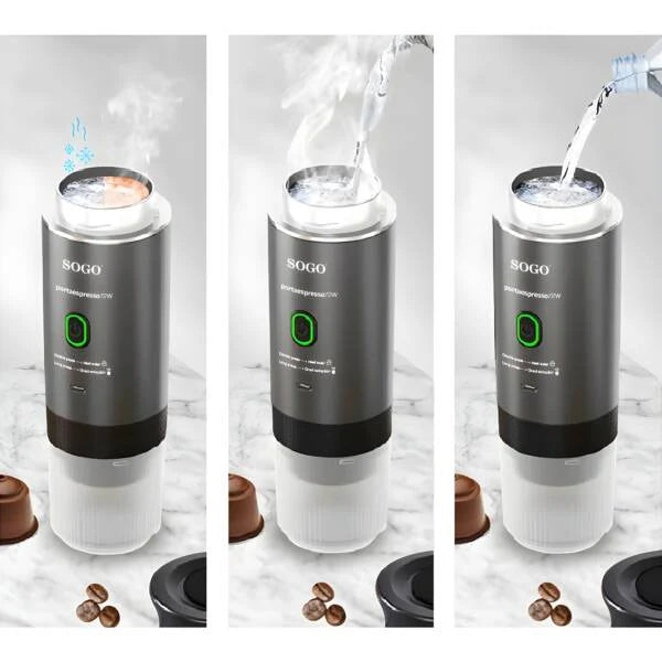 Sogo Rechargeable Coffee Maker Portable 4-in-1 – 20 Bar, USB-C, Self-Heating, SS-5622