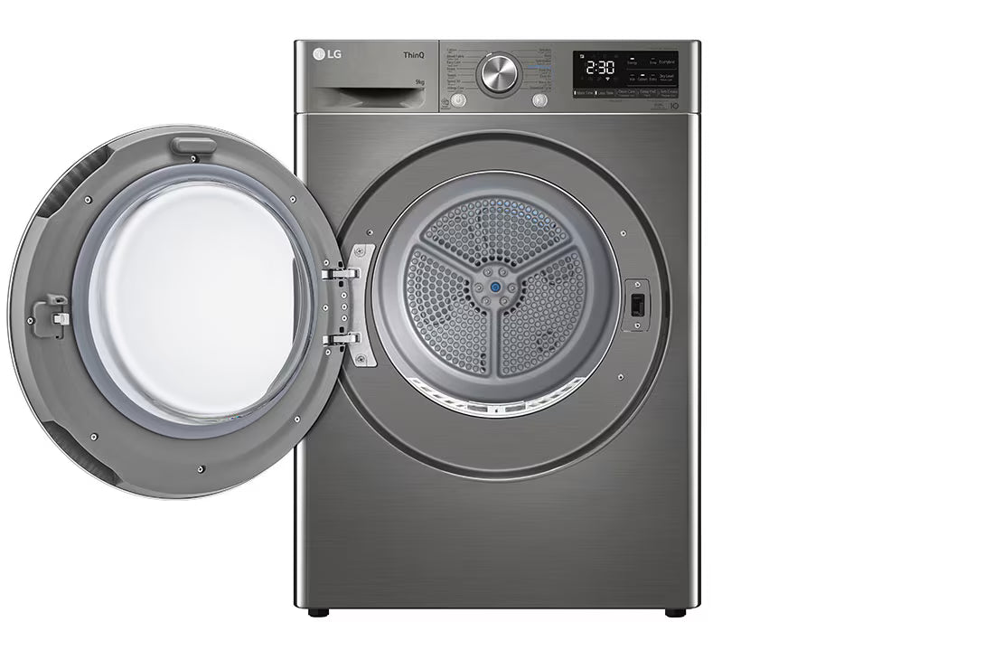 مجفف إل جي DUAL Inverter Heat Pump™ Dryer سعة 9 كجم - فضي بلاتيني، RH90V9PV8N