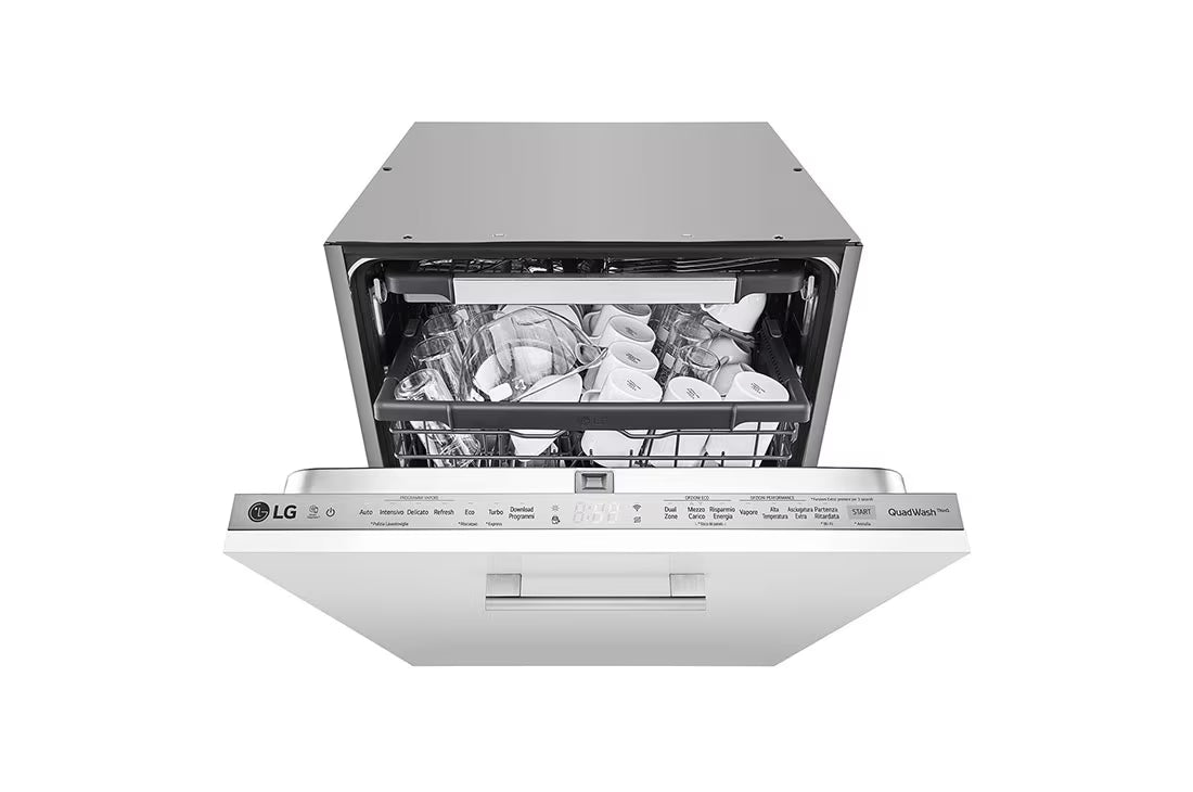 غسالة صحون مدمجة من إل جي مع تقنية QuadWash™ بالبخار – 14 إعدادًا للمكان، رمادي داكن، DBC425TS