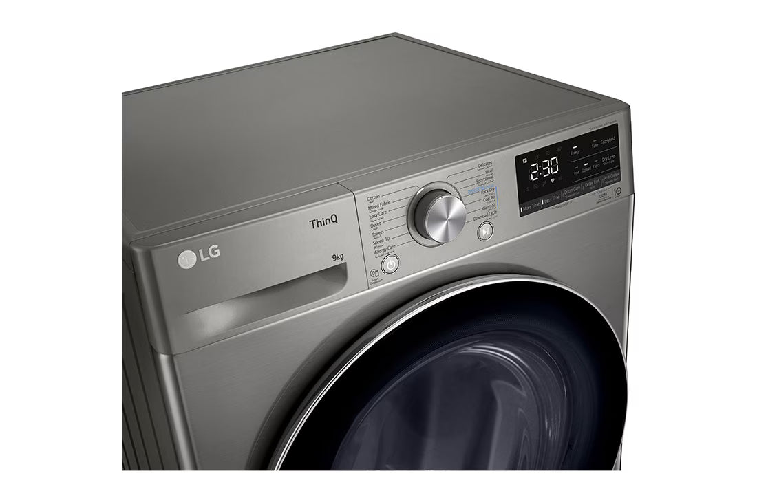 مجفف إل جي DUAL Inverter Heat Pump™ Dryer سعة 9 كجم - فضي بلاتيني، RH90V9PV8N