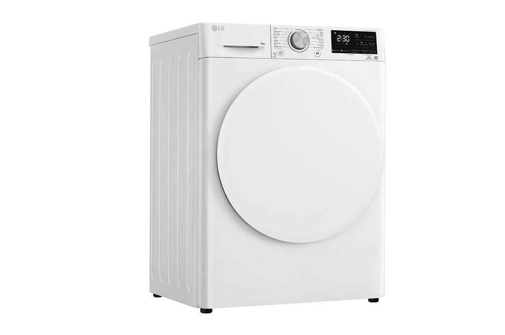 نشافة إل جي باللون الأبيض بحساس حراري مزدوج وتقنية Inverter، سعة 9 كجم طراز RH90V3AV0N