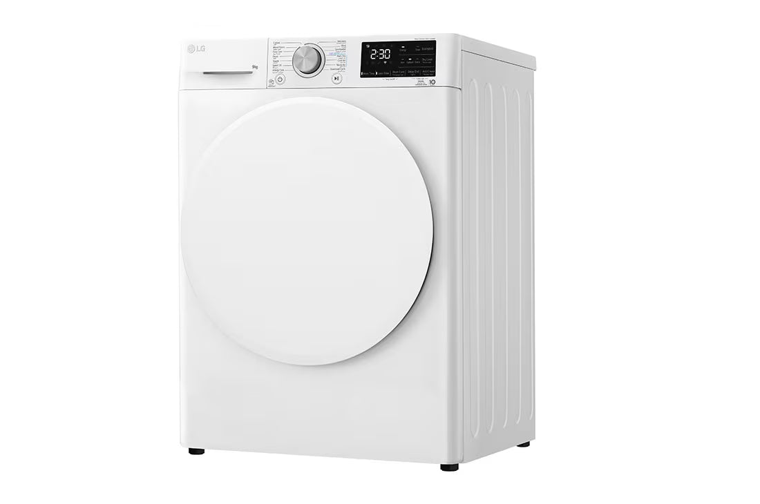 نشافة إل جي باللون الأبيض بحساس حراري مزدوج وتقنية Inverter، سعة 9 كجم طراز RH90V3AV0N