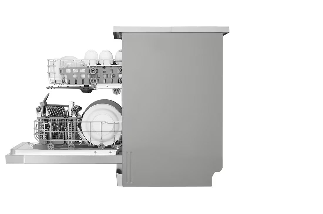 غسالة صحون LG ‏QuadWash™ قائمة بذاتها – 14 إعداد مكان، فضي برايم، DFC612FV