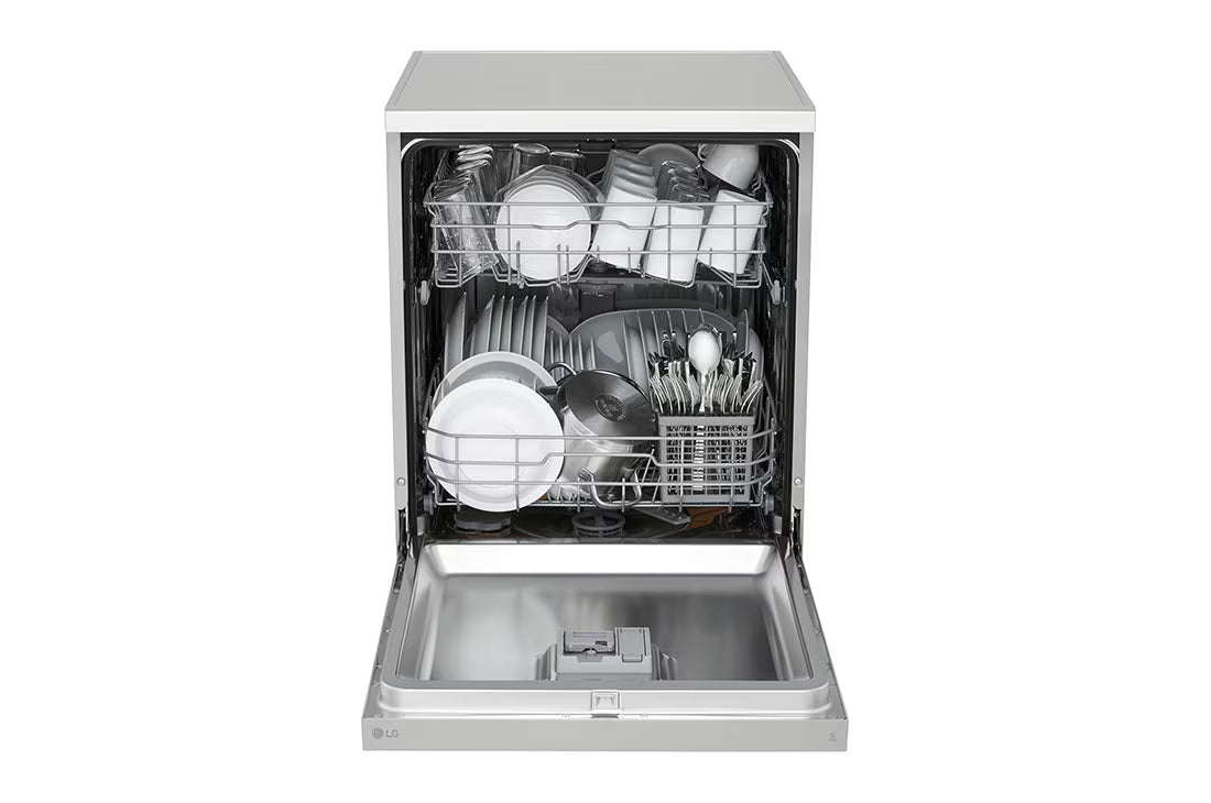 غسالة صحون LG ‏QuadWash™ قائمة بذاتها – 14 إعداد مكان، فضي برايم، DFC612FV