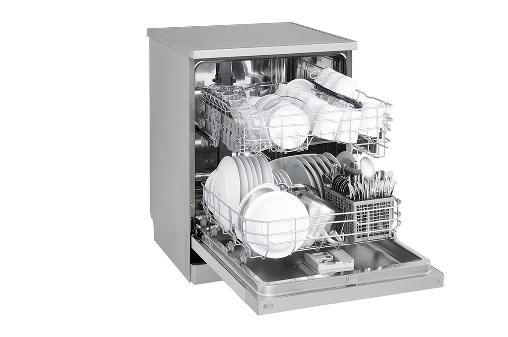 غسالة صحون LG ‏QuadWash™ قائمة بذاتها – 14 إعداد مكان، فضي برايم، DFC612FV
