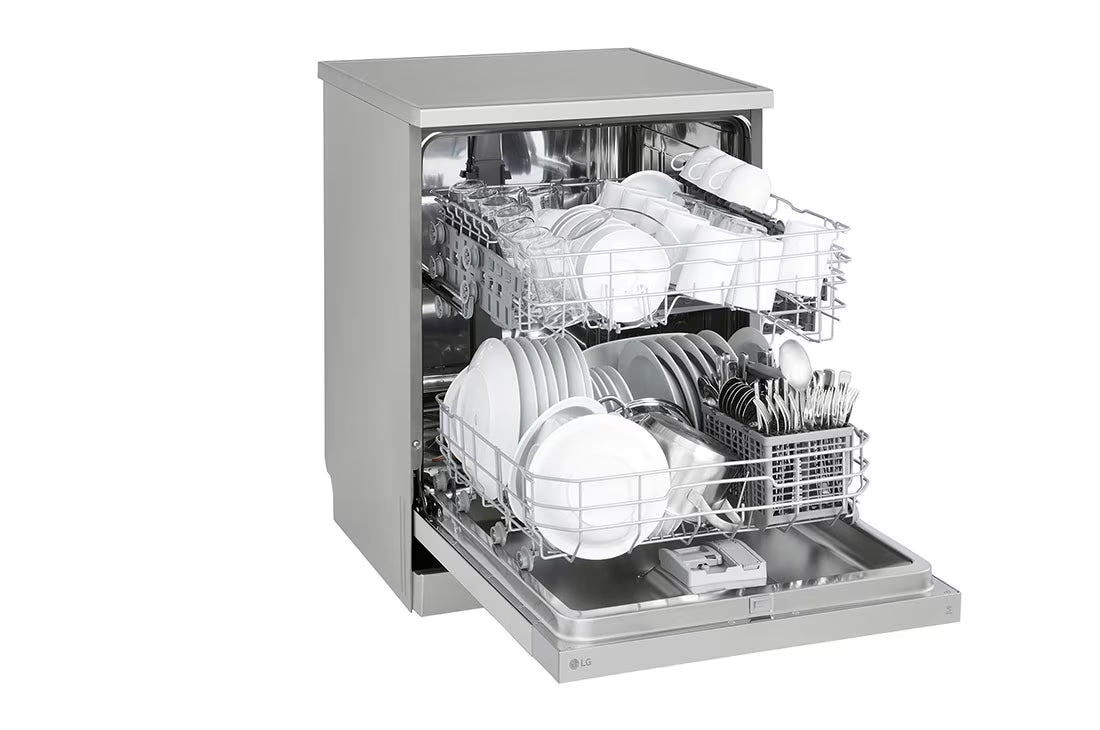 غسالة صحون LG ‏QuadWash™ قائمة بذاتها – 14 إعداد مكان، فضي برايم، DFC612FV