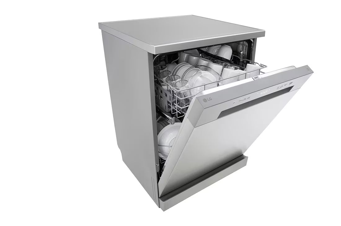 غسالة صحون LG ‏QuadWash™ قائمة بذاتها – 14 إعداد مكان، فضي برايم، DFC612FV