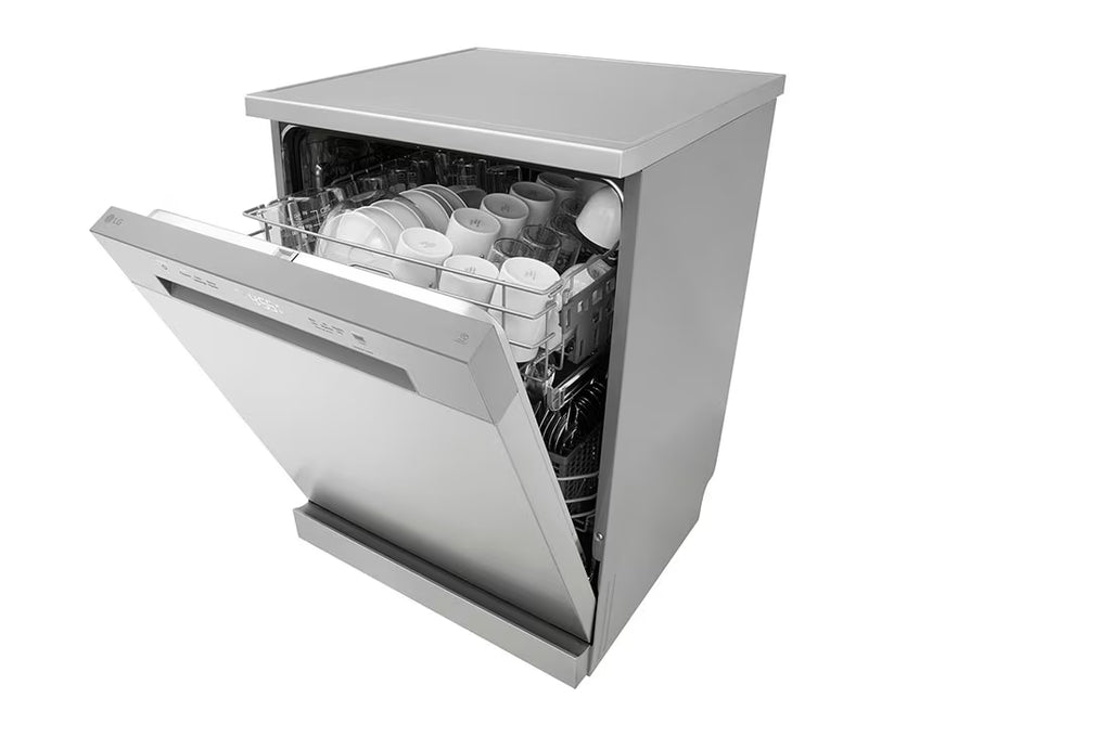 غسالة صحون LG ‏QuadWash™ قائمة بذاتها – 14 إعداد مكان، فضي برايم، DFC612FV