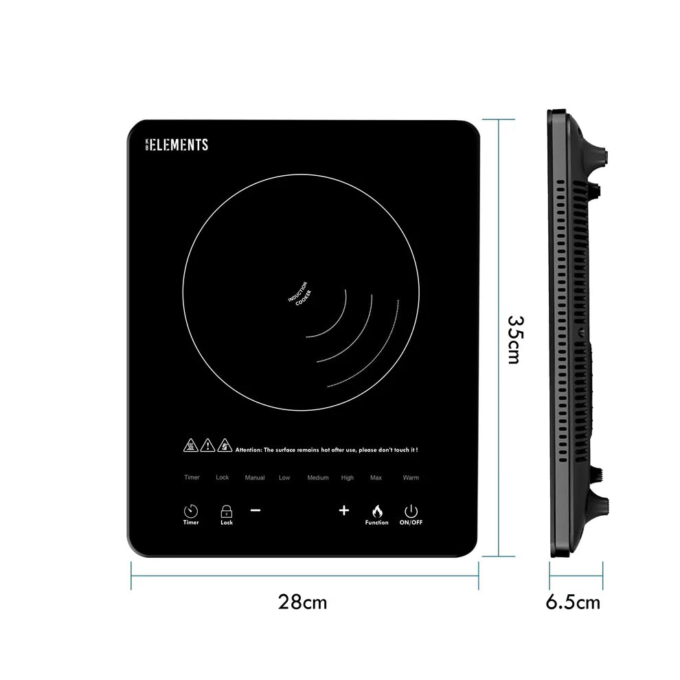 KB ELEMENTS 2000W Induction Cooker – Black Crystal Glass Touch Control (ELK101P)