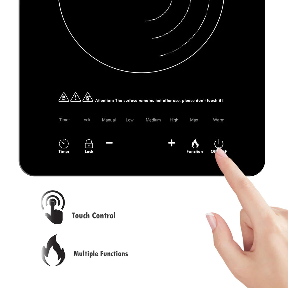KB ELEMENTS 2000W Induction Cooker – Black Crystal Glass Touch Control (ELK101P)
