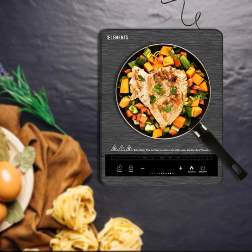 KB ELEMENTS 2000W Induction Cooker – Grey Crystal Glass Touch Control (ELK102P))
