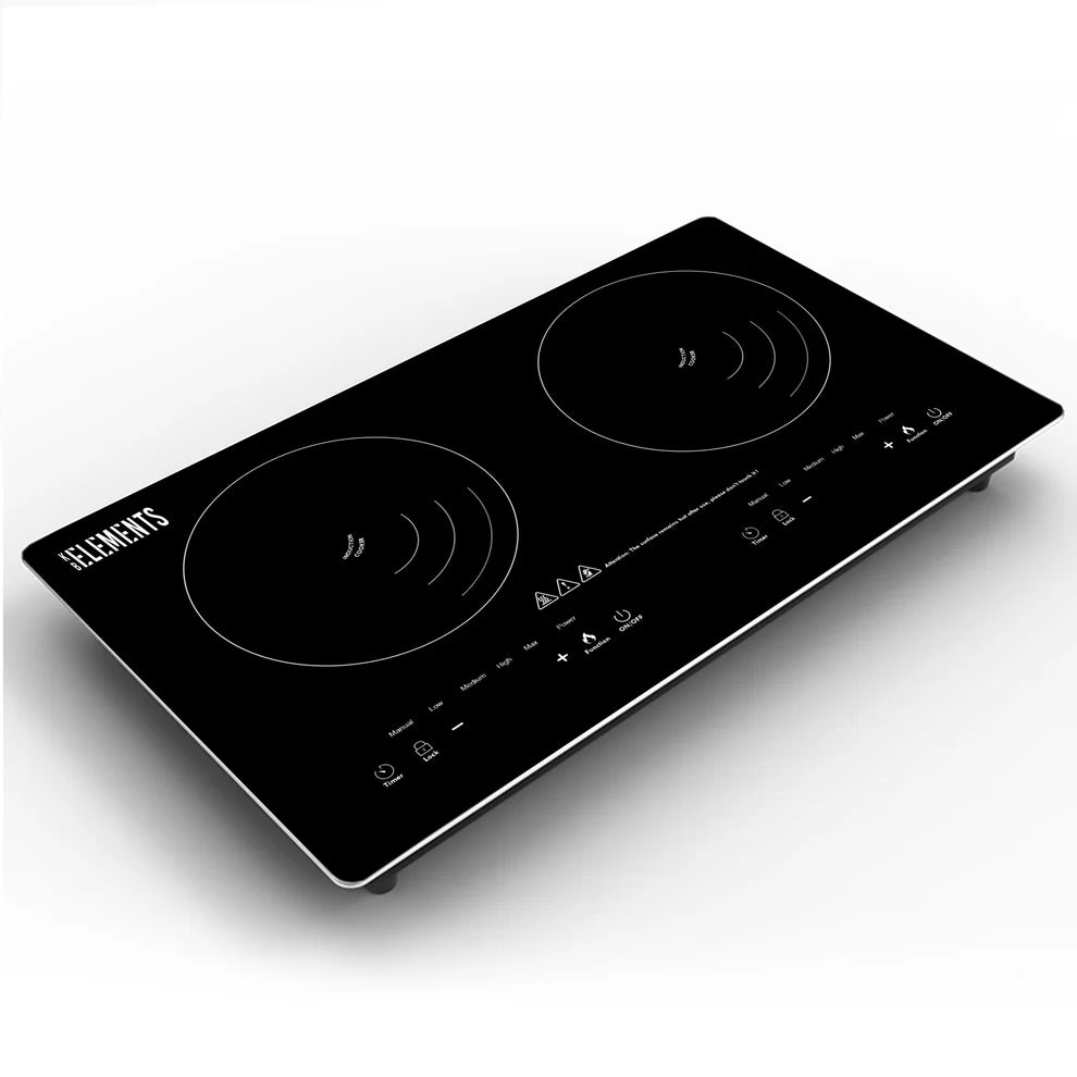 KB ELEMENTS 4000W Double Induction Cooker – Black Crystal Glass Touch Control (ELK103P)