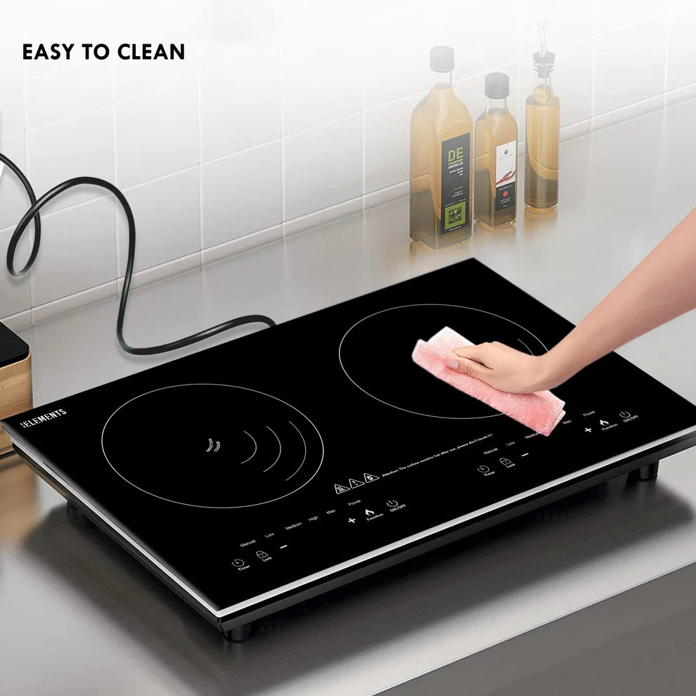 KB ELEMENTS 4000W Double Induction Cooker – Black Crystal Glass Touch Control (ELK103P)