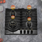 KB ELEMENTS Built-In Gas Cooktop 60cm – 4 Burners Tempered Glass (ELK130GH4)