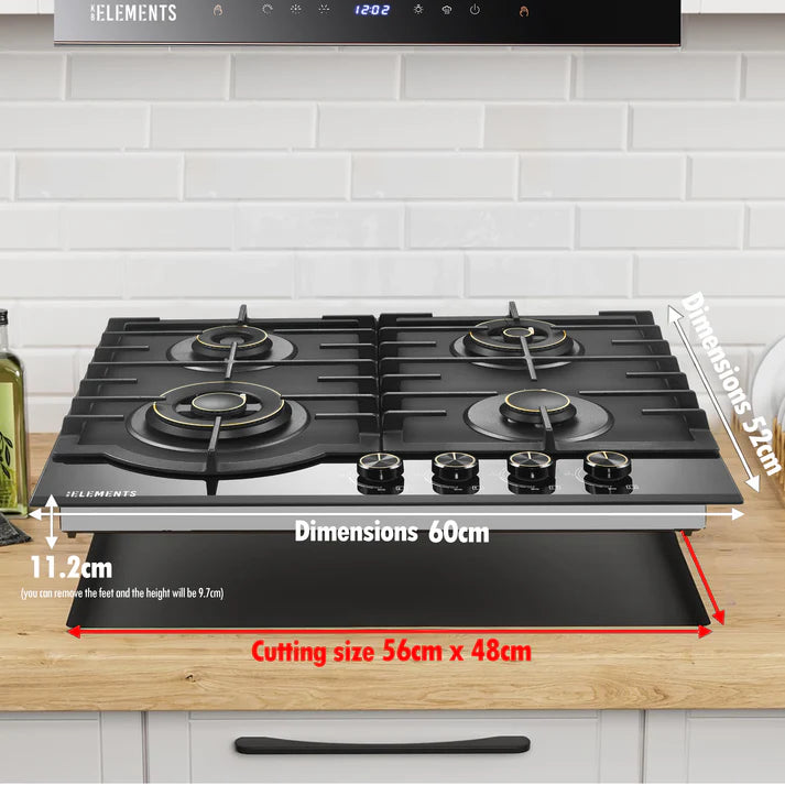KB ELEMENTS Built-In Gas Cooktop 60cm – 4 Burners Tempered Glass (ELK130GH4)