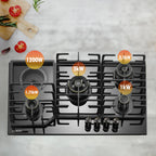 KB ELEMENTS Built-In Gas Cooktop 90cm – 4 Gas Burners + 1 Electric Cooker, Tempered Glass (ELK131GH5)