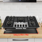 KB ELEMENTS Built-In Gas Cooktop 90cm – 5 Burners Tempered Glass with LED Knobs (ELK132GH5)