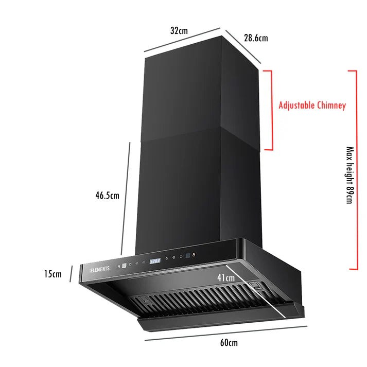 شفاط مطبخ KB ELEMENTS 60 سم – شفاط طهي عالي الشفط BLDC (ELK150H60)