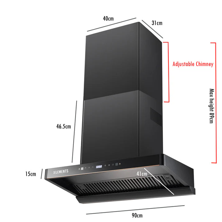 شفاط مطبخ KB ELEMENTS 90 سم – شفاط طهي عالي الشفط BLDC (ELK152H90)