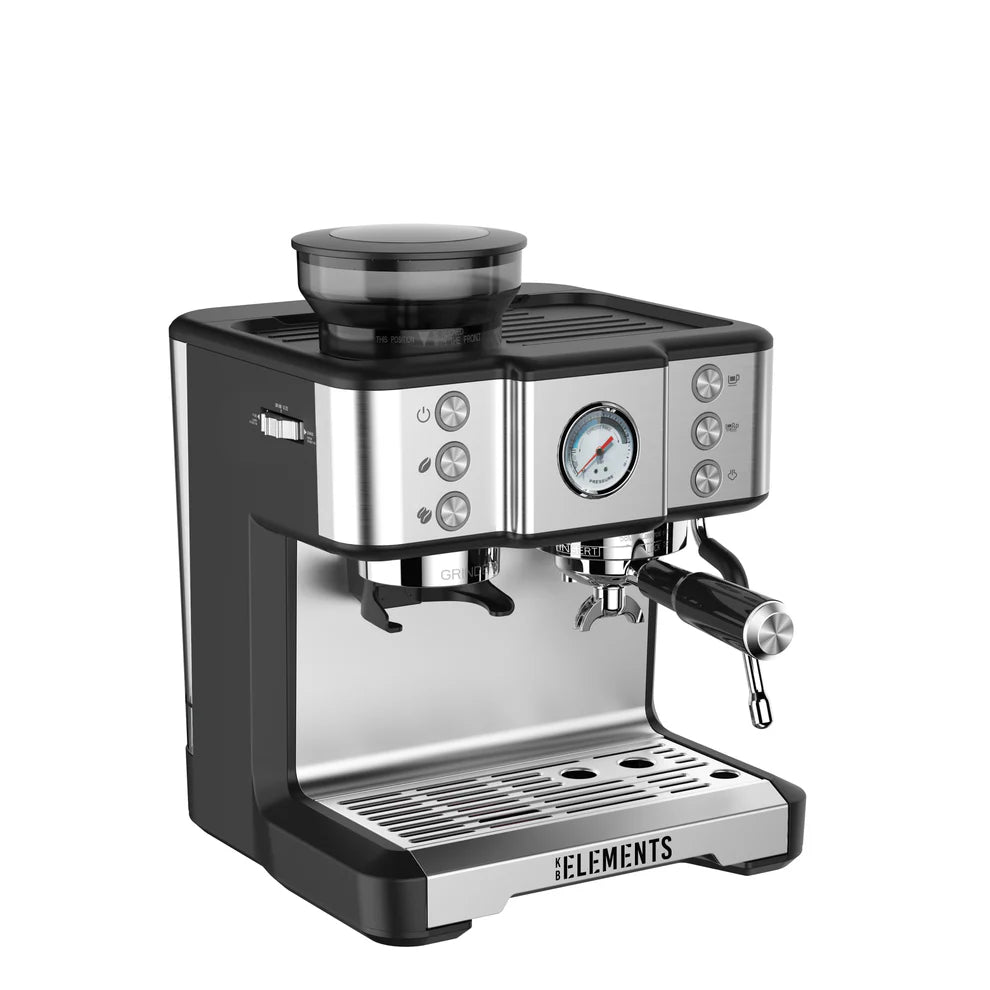 KB ELEMENTS Preciso Coffee Machine with Grinder – 20 Bar Touch Espresso System (ELK201CS)