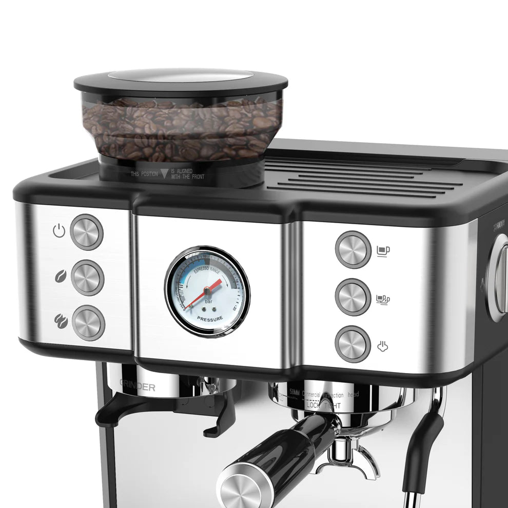 KB ELEMENTS Preciso Coffee Machine with Grinder – 20 Bar Touch Espresso System (ELK201CS)