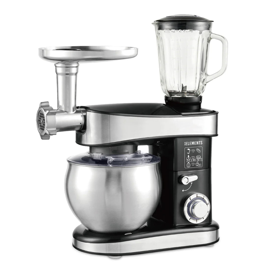 KB ELEMENTS Stainless Steel Stand Mixer 7.5L – 4-in-1 with Blender, Grinder & Attachments (ELK75LP)