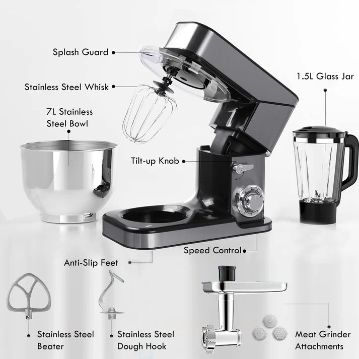 KB ELEMENTS 3-in-1 Kitchen Stand Mixer 8.5L – Stainless Steel, Blender & Grinder (ELK85LM)