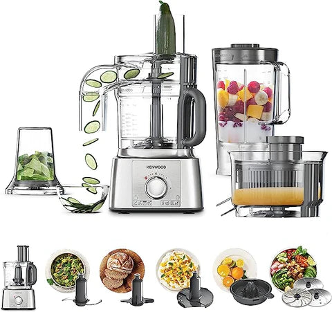 Kenwood MultiPro Express Food Processor 1000W | 3L, 11 Attachments, 2 Speeds + Pulse | FDP65.880SI