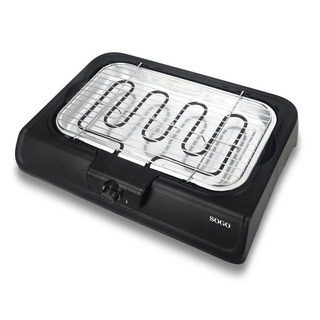 SOGO Electric Barbecue Grill 2-in-1  – 2000W, 41.4x23.9cm, Freestanding or Tabletop – BAR-SS-10381