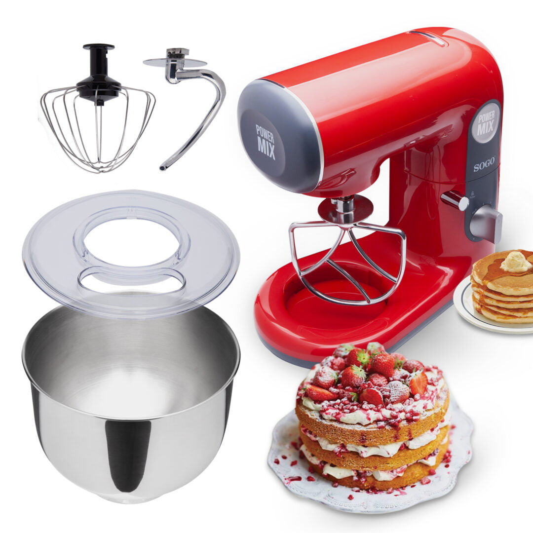 SOGO Stand Mixer – 5L, 1000W, 6 Speeds, Turbo, 3 Accessories – BAT-SS-14510