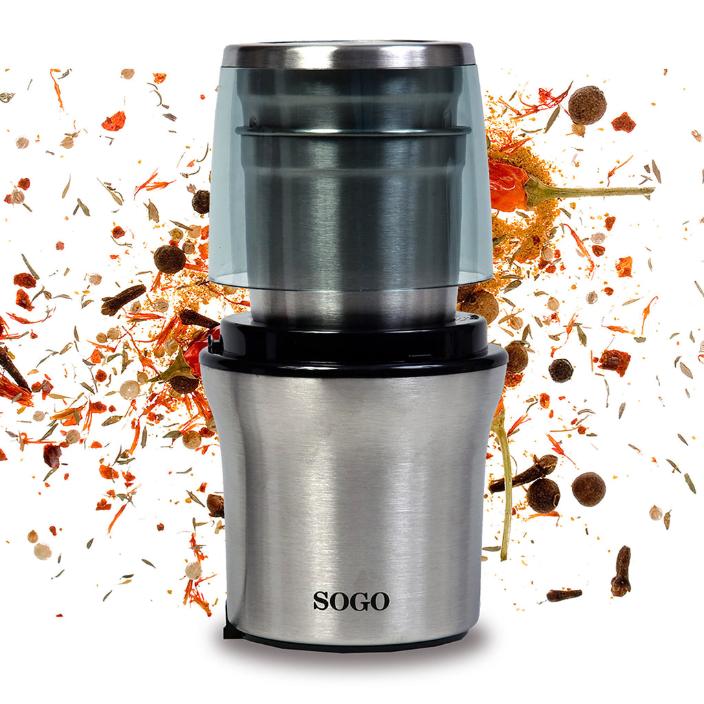 SOGO Electric Grinder & Chopper – 300W, 2 Stainless Steel Cups, Dry & Wet – MOL-SS-5230