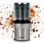 SOGO Electric Grinder & Chopper – 300W, 2 Stainless Steel Cups, Dry & Wet – MOL-SS-5230