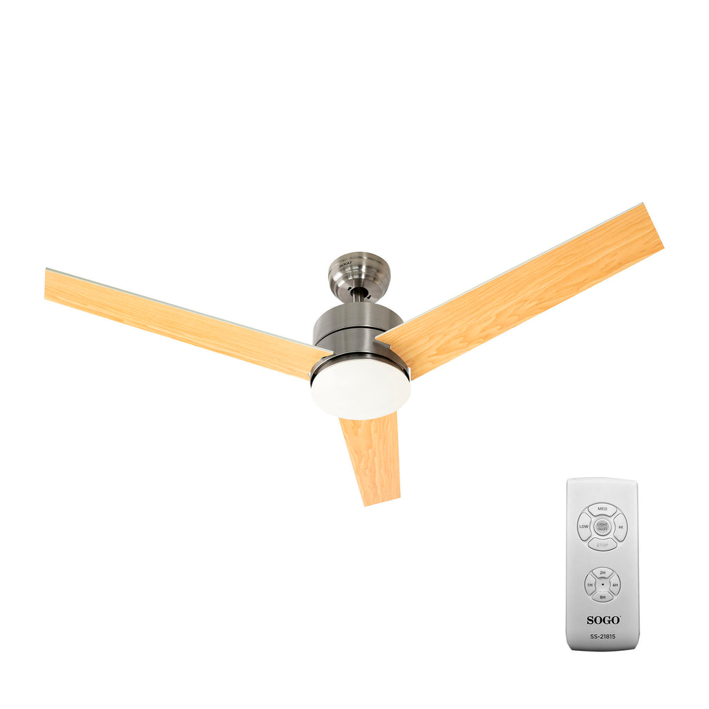 SOGO Ceiling Fan with Light – 52", 80W, 18W LED, Remote Control, Nickel – VEN-SS-21815