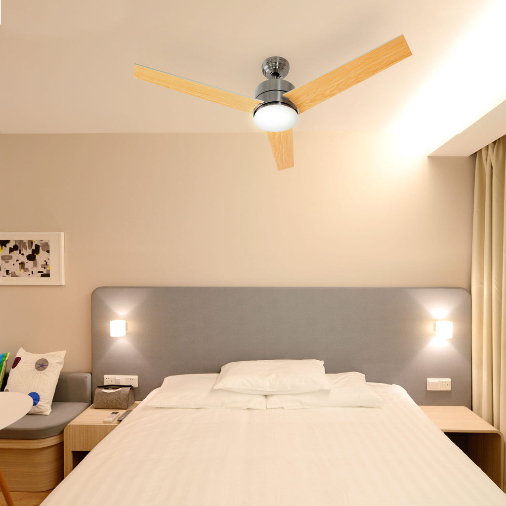 SOGO Ceiling Fan with Light – 52", 80W, 18W LED, Remote Control, Nickel – VEN-SS-21815