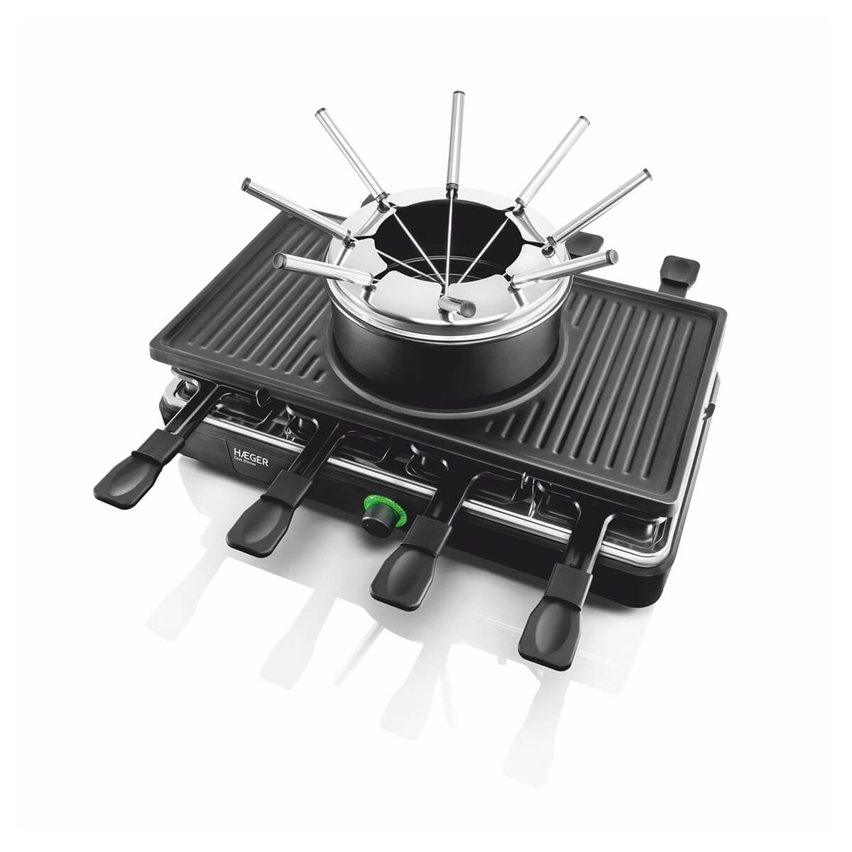 Haeger Fondue, Grill & Raclette Set for 8 Cool Dinner – 1400W GR-FRG.016A