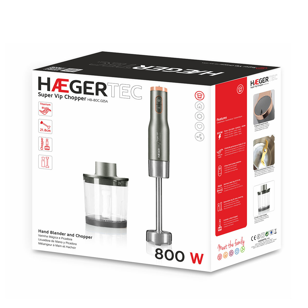 HAEGER Hand Blender & Chopper – 800W | HB-80C.025A