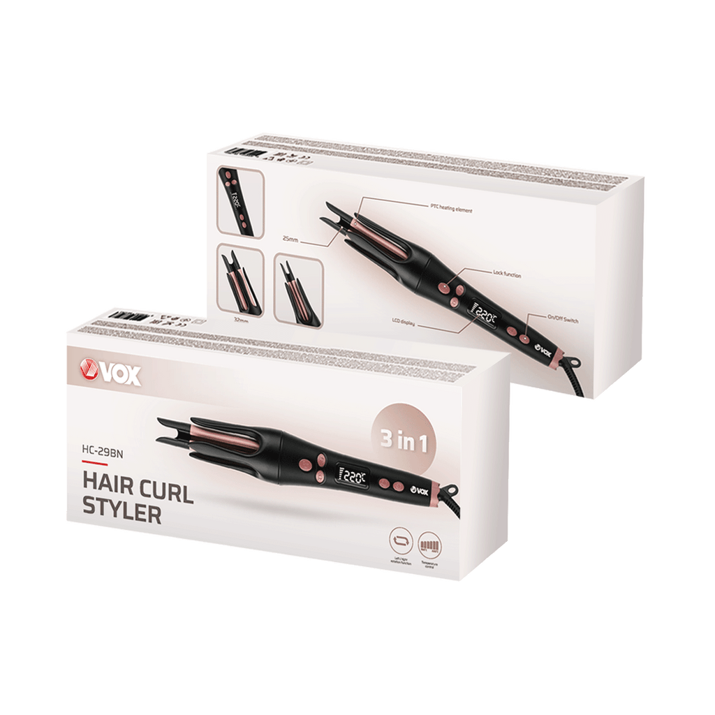 Vox Hair Styler 3-in-1 40W – 220°C, LED Display, 360° Cord, Ceramic, HC29BN