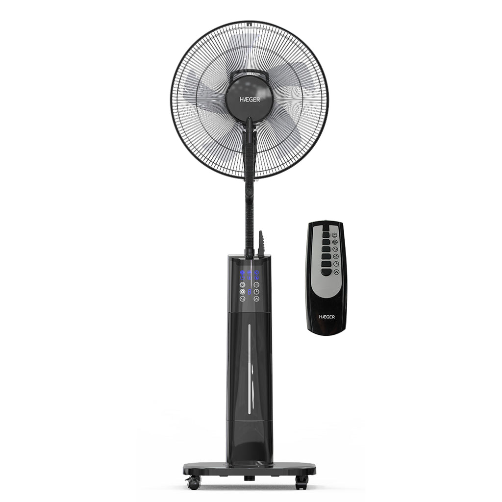 HAEGER Digital Fan with Humidifier – 70W, 3 Speeds, Ø45cm – Black Mist II, HF-18R.002A