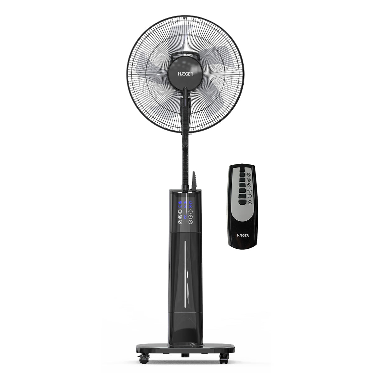HAEGER Digital Fan with Humidifier – 70W, 3 Speeds, Ø45cm – Black Mist II, HF-18R.002A