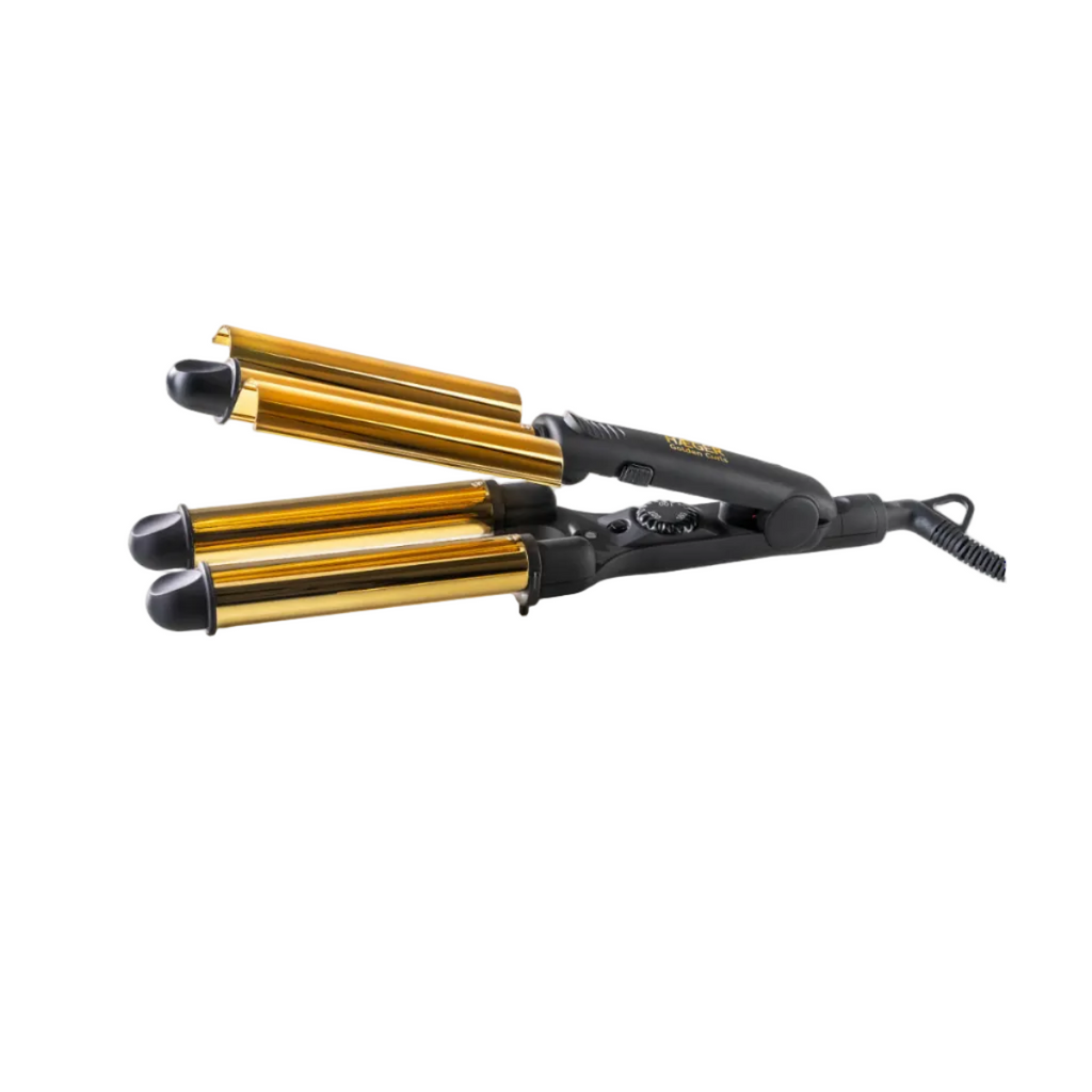 HAEGER Golden Curls Triple Barrel Curling Iron – 3 Ceramic Rollers, 220ºC, HR-45B.002A