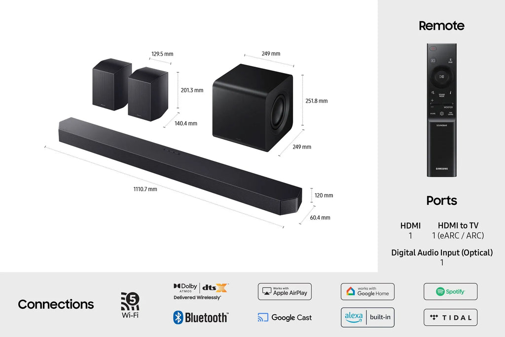 Samsung Soundbar Q-Series 580W 9.1.4Ch with Wireless Dolby Atmos & Q-Symphony, HW-Q930F
