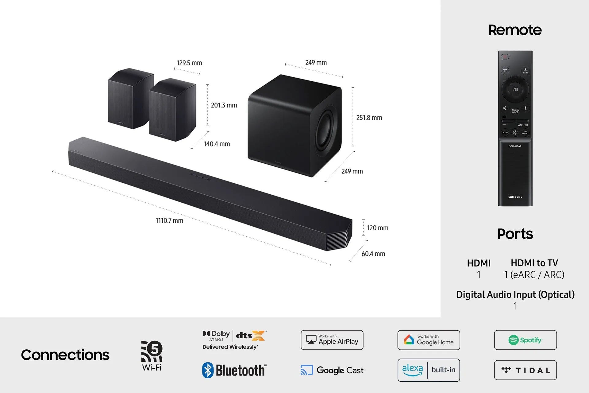 Samsung Soundbar Q-Series 580W 9.1.4Ch with Wireless Dolby Atmos & Q-Symphony, HW-Q930F