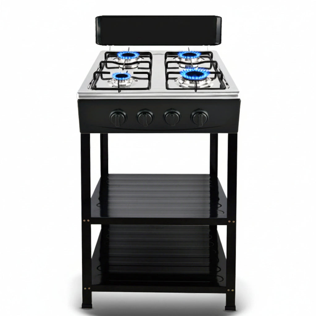 Mirage 4 Burner Gas Cooker with Protective Lid & 2 Shelves | GL-004