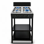 Mirage 4 Burner Gas Cooker with Protective Lid & 2 Shelves | GL-004