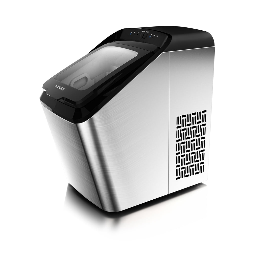 Haeger Ice Maker 15kg/24h Frozen Pro Stainless Steel Ice Maker 15kg/24h – 2 Ice Sizes, 2.8L Tank, R600a, 135W, IM-15S.006A