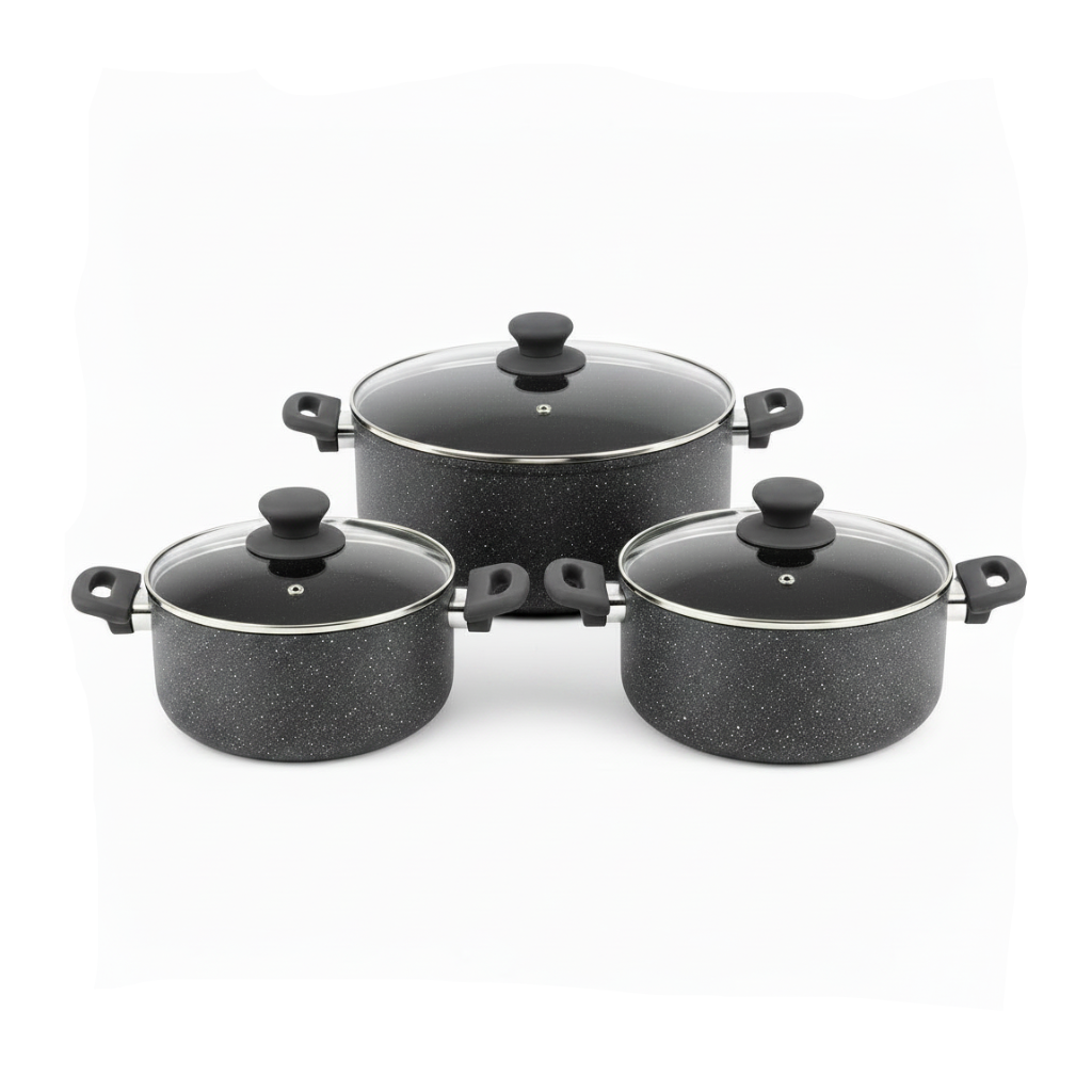 Mirage Grey Granite Coated Casserole Set 3 Pcs | M-C2028F