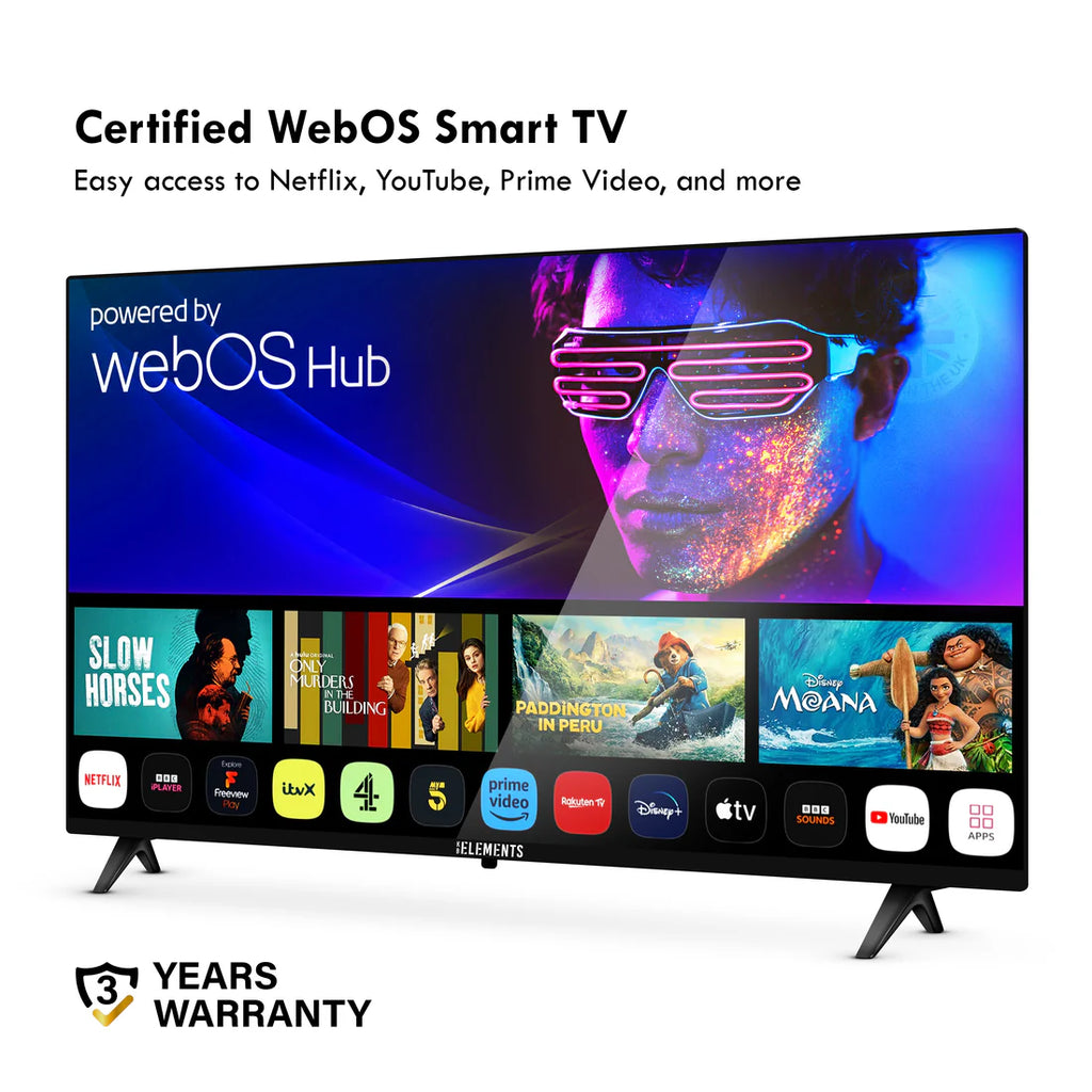 تلفزيون KB ELEMENTS الذكي QLED 4K مقاس 43 بوصة بنظام WebOS، تصميم بدون إطار (ELT43WQ8DE)